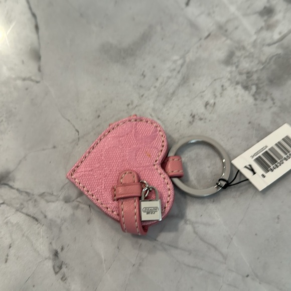 Coach pink heart leather canvas keychain new w tag - Picture 4 of 6